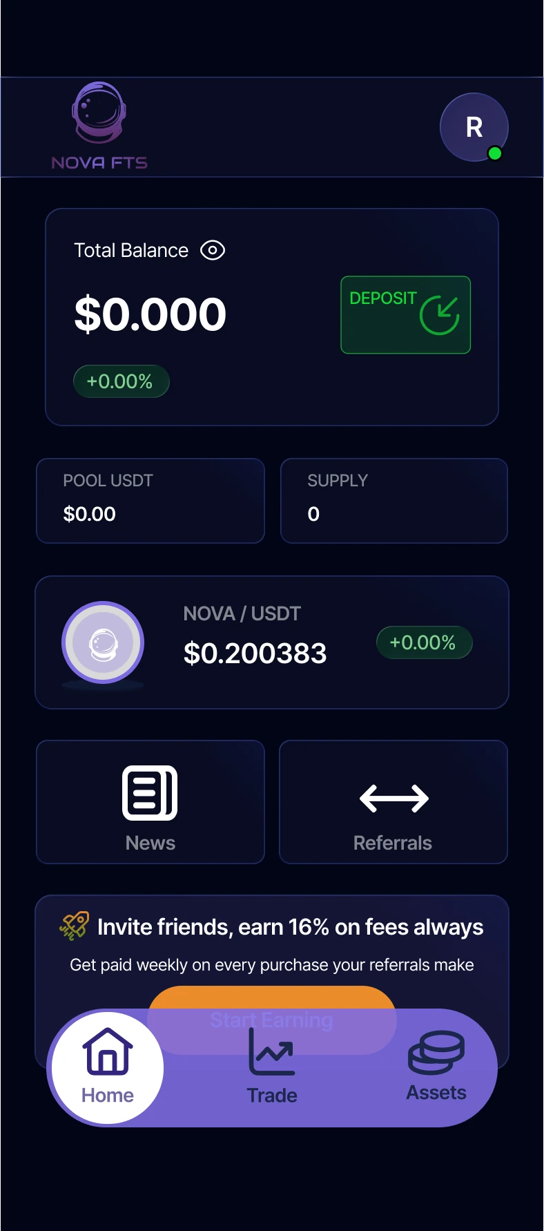 Nova redesigned wallet home